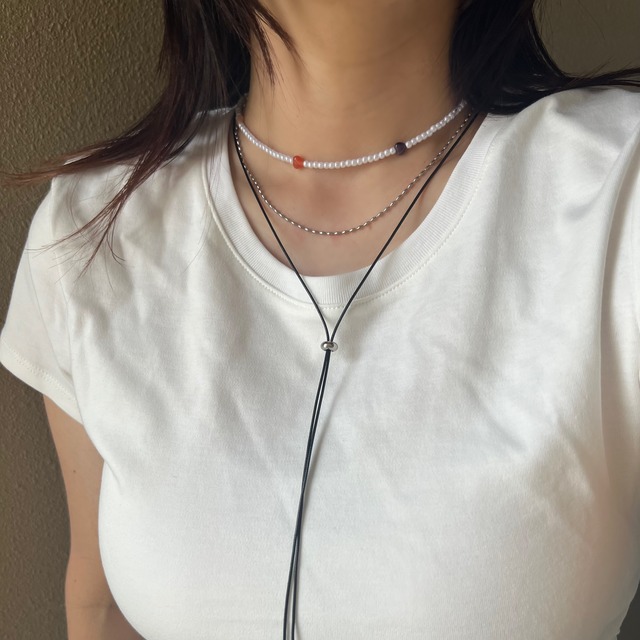 pearl & heart beads necklace