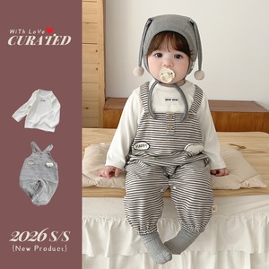 【BABY】可愛いボーダーサロペット＆シャツ