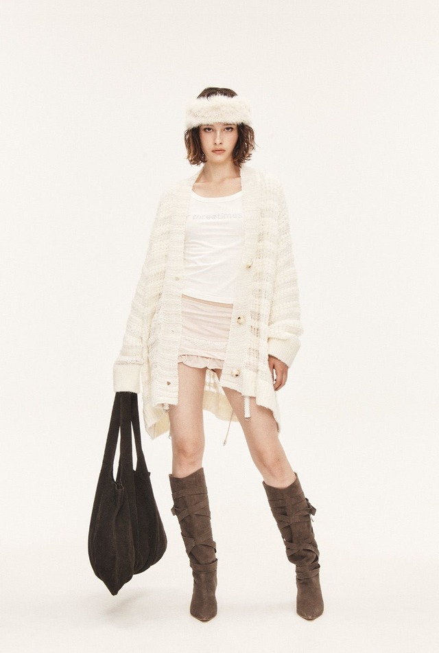 [threetimes] Sora cardigan (ivory) 正規品 韓国ブランド 韓国通販 韓国代行 韓国ファッション スリータイムズ three times 日本 店舗