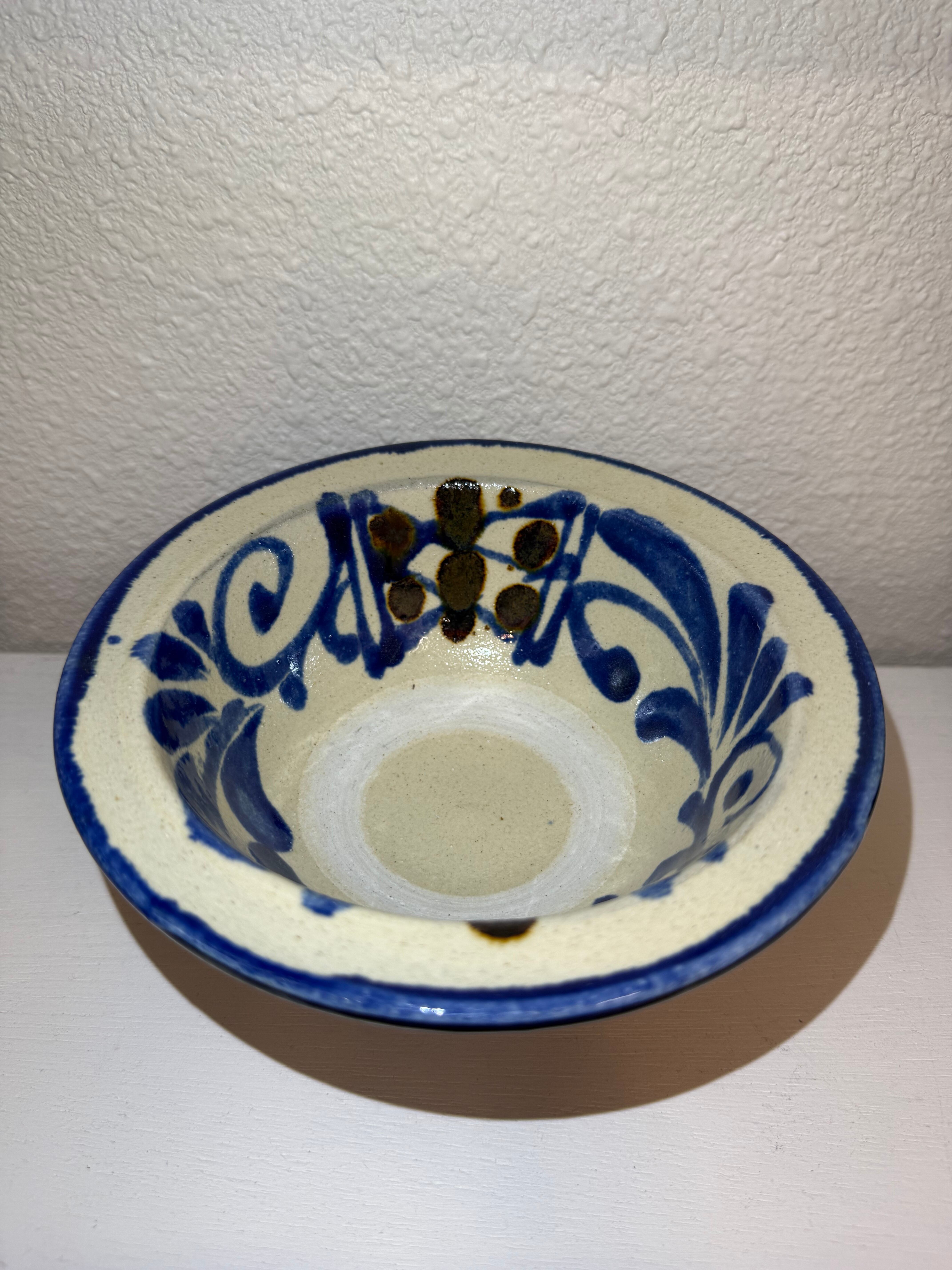 横田屋窯 5寸ワンブー 格子唐草 コバルト飴