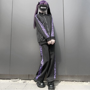 パープルレオパードラインワイドトラックパンツ(lli_7157)