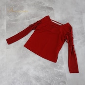 社交ダンス 衣装 prima boutique プリマブティック トップス ブラウス レッスンウェア レッド系 赤 無地 シンプル 練習 レッスン 伸縮 ストレッチ 上品 鮮やか かわいい 透け感 ダンス衣装 イベント ステージ パーティー レディース