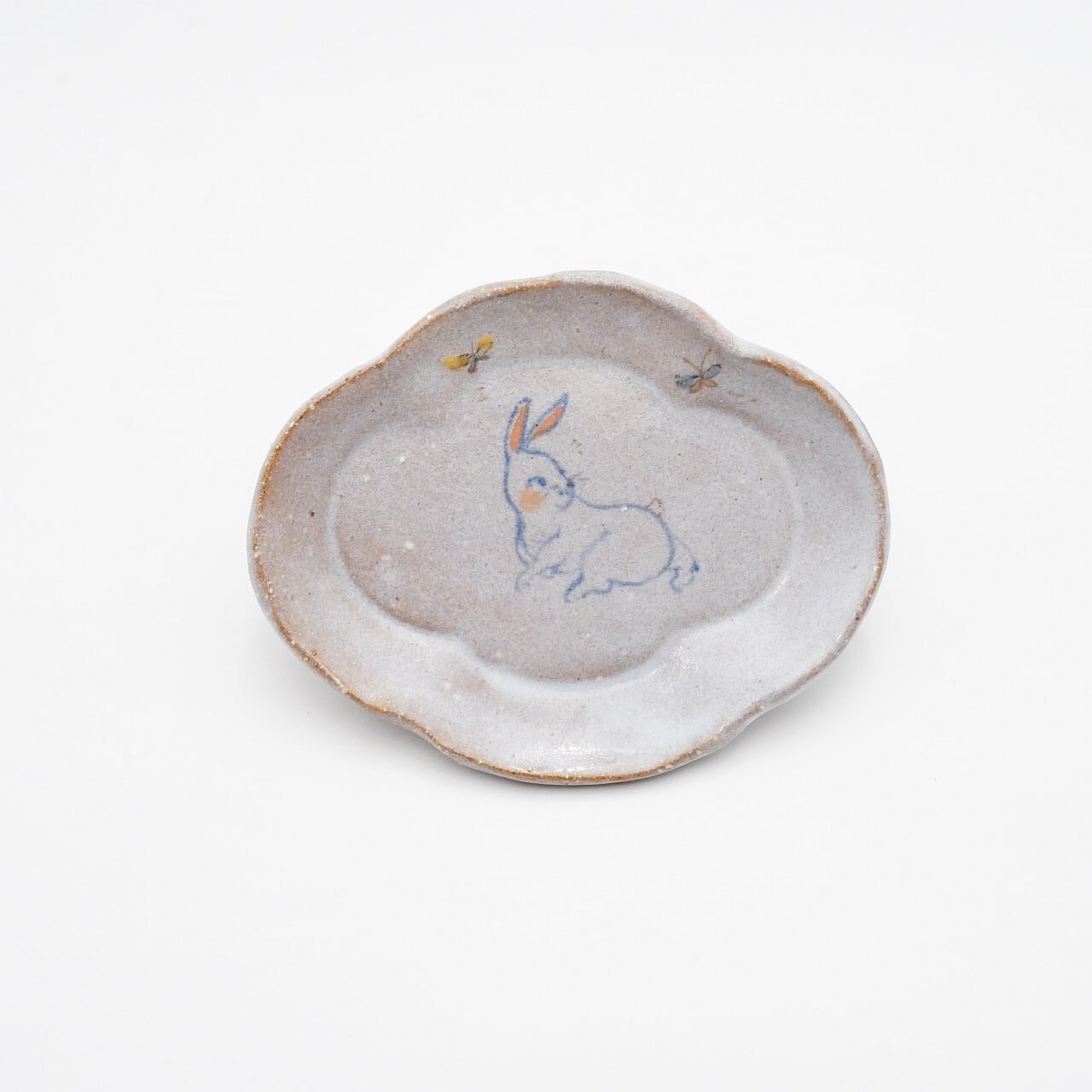 【陶彩工房Canoe】「うさぎ」木瓜型豆皿 34-D