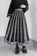 Stripe knit fringe skirt