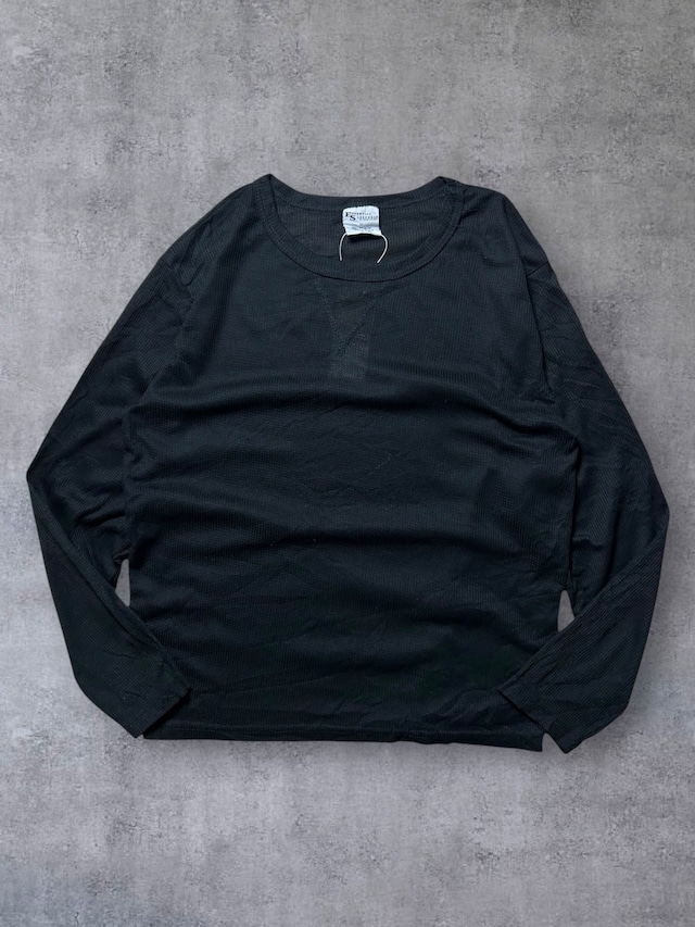 Essential Sleepwear Black Thermal Waffle Knit Long Sleeve Shirt Essential Sleepwear Black Thermal Waffle Knit Long Sleeve Shirt