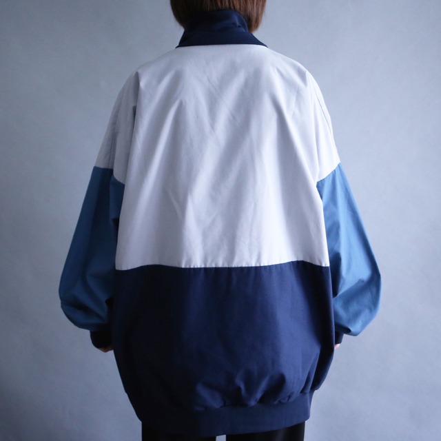 3-tone switching design loose turtleneck anorak