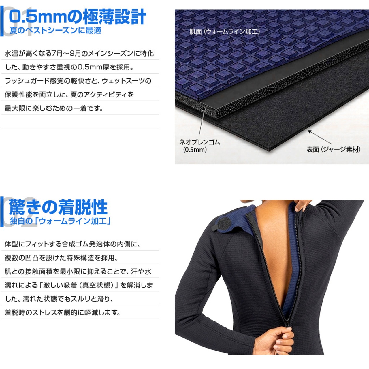 DELLING 日本製 夏用 ウェットスーツ フルスーツ 0.5mm レディース