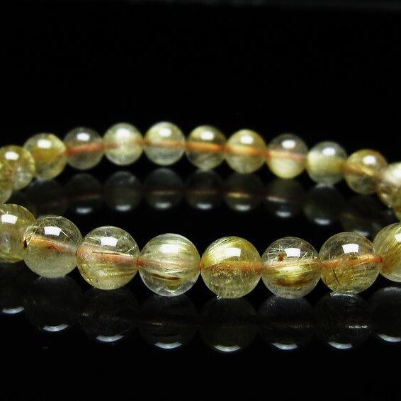 ルチルクォーツ ブレスレット 7mm タイチンルチル ブレスレット メール便可 [M便 1/10] 111-49223