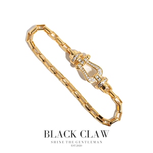 Zirconia Horseshoe Chain Bracelet【GOLD】