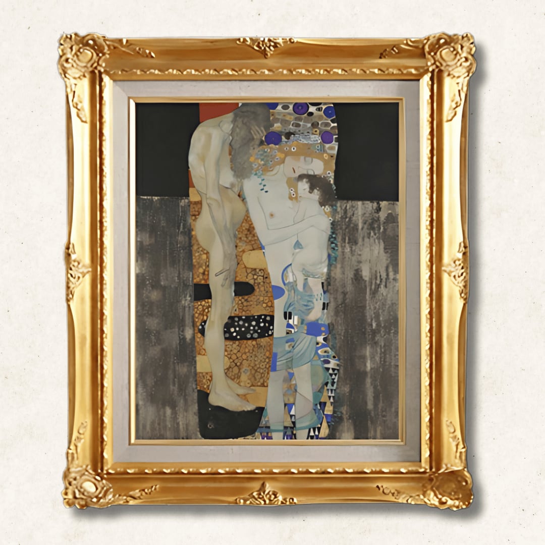 ☆秀作☆ 手書き油絵 クリムト 生命の木 （大）額付き 絵画 インテリア