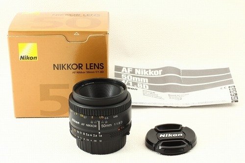 NIKONニコン AF Nikkor 50mm F1.8 D 元箱付き 極上ランク