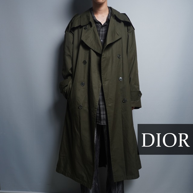 Christian Dior カーキ　トレンチコート Christian Dior】クリスチャンディオール オーバーサイジング カーキ