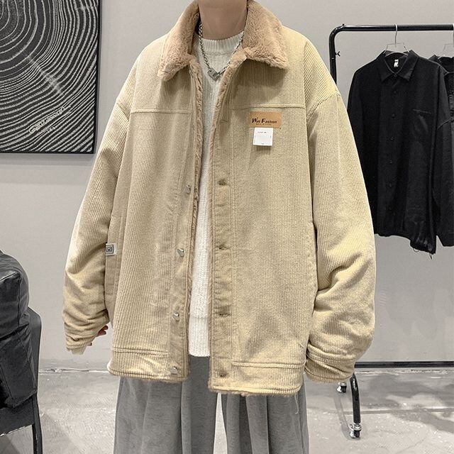 予約販売】ボアブルゾン アウター コーデュロイ もこもこ グレー