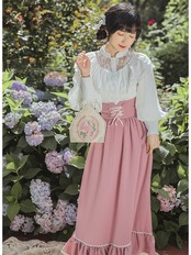 【0209】Retro Girly Pink Long Sleeve 2 Piece Set