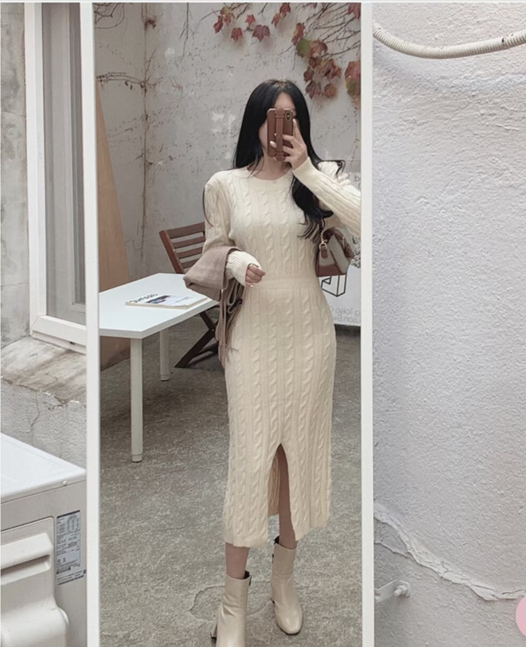 ゲーブル編み ニットワンピース　AJ1079-8068