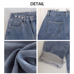 デニム パンツ 裏起毛 ストレート ジーンズ レディース 秋冬 防寒 保温 暖かい 韓国 大人 カジュアル おしゃれ ゆったり フリースデニム 体型カバー 裏ボアジーンズ 大人可愛い 大人女子