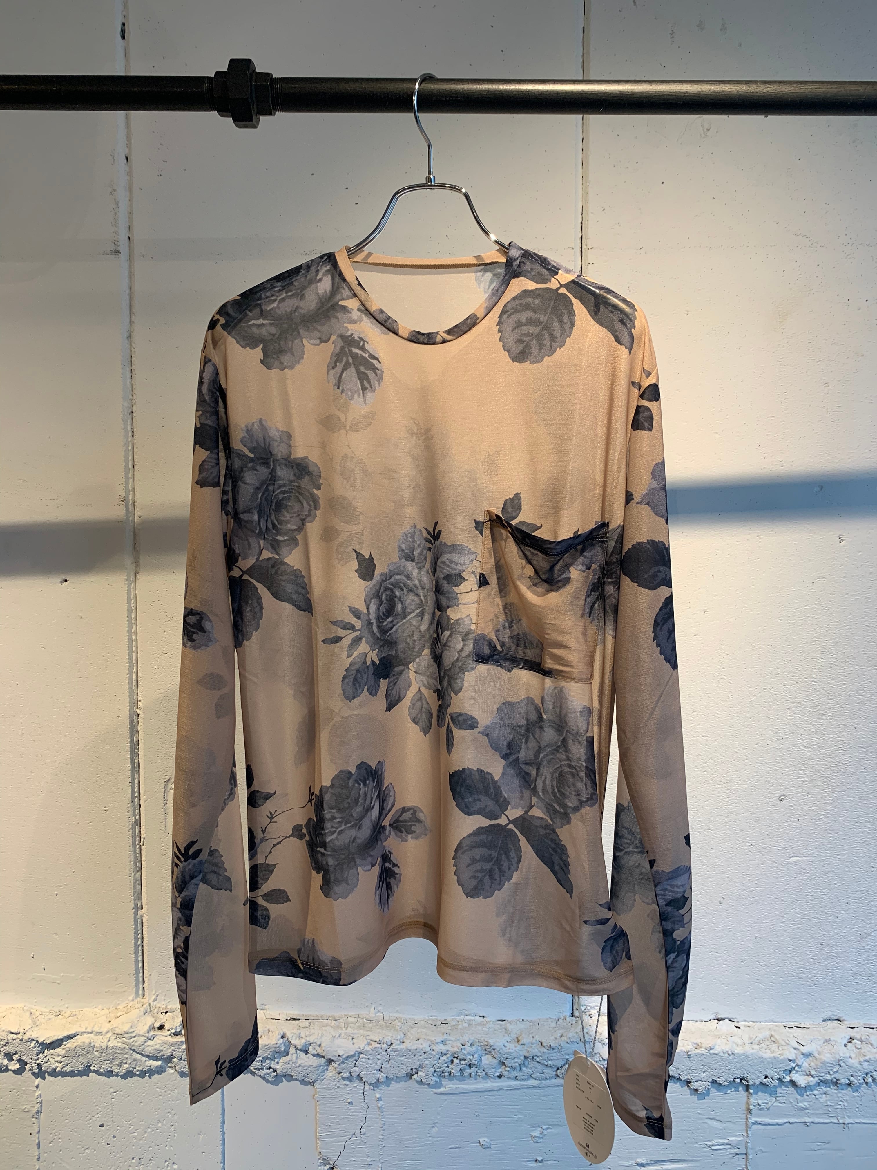 FUMIE=TANAKA sheer print longT(BEIGE) フミエタナカ シアー プリント