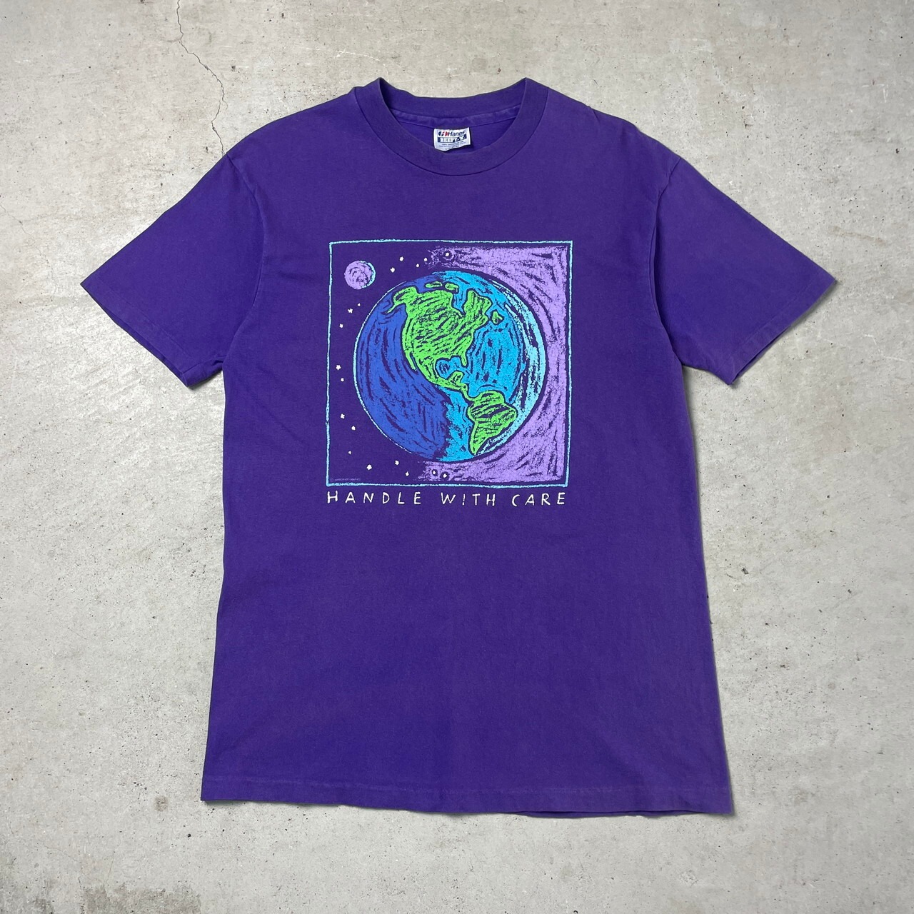 80年代 USA製 handle with care アート プリントTシャツ メンズL 古着