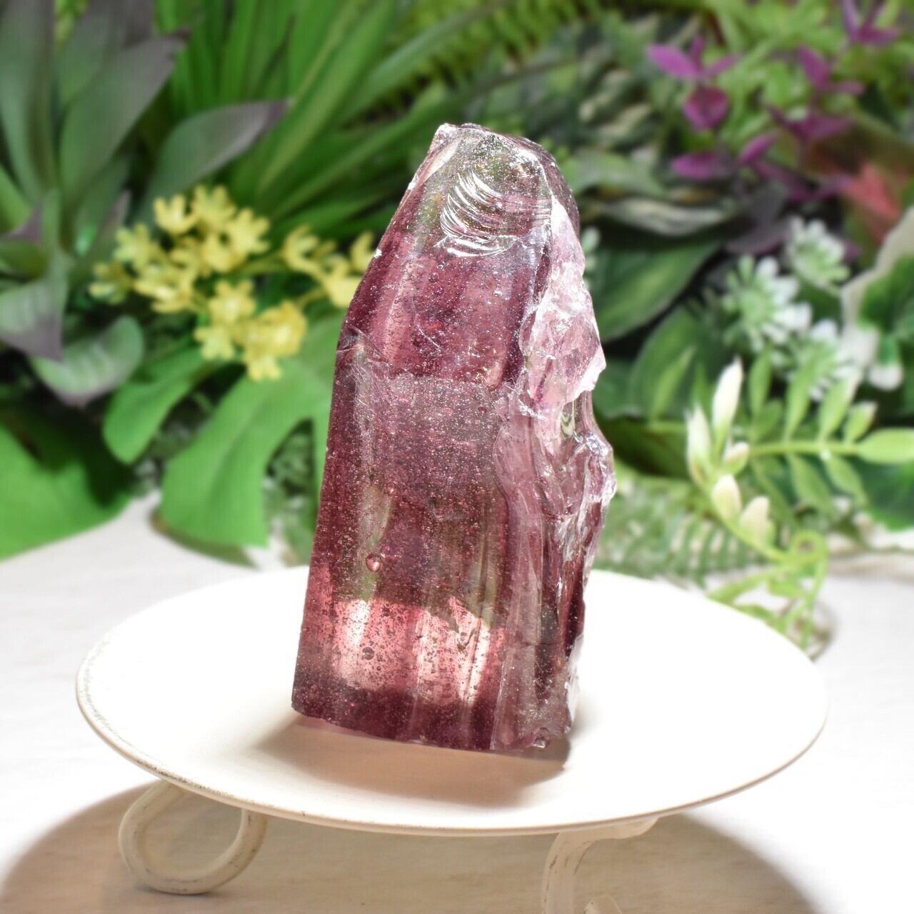 虹入り シエラネバダ産 アンダラクリスタル原石 ストライプグレープバブル A