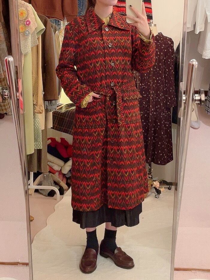 70s jacquard knit coat