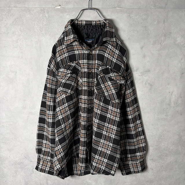 #7209 glencheck pattern flap flannel shirt