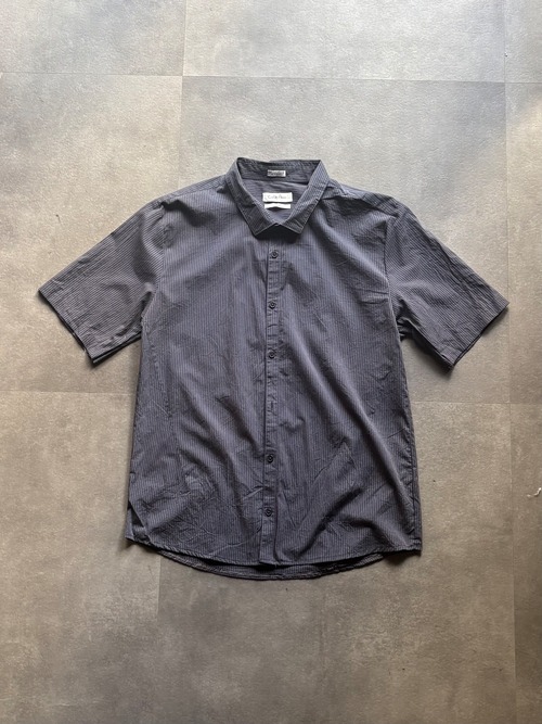 Calvin Klein 半袖シャツ ピンストライプ slim fit ネイビー