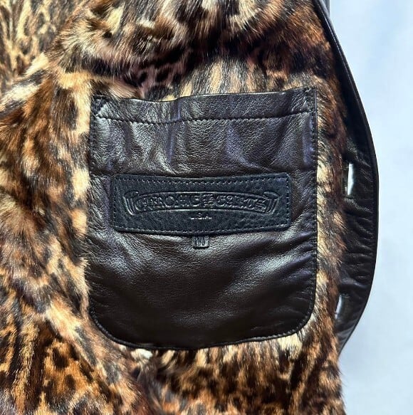 専用ページクロムハーツ レオパード切替 レザーデニム ワークジャケット ブラック CHROME HEARTS クロムハーツ レザージャケット レオパード | chromehearts
