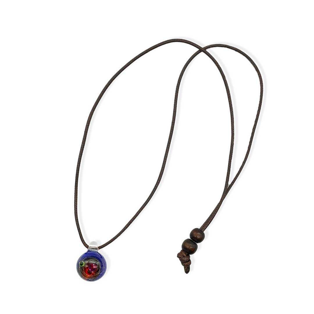 ネックレス 宇宙 ガラス ブラックorブルーorレッド 3カラー 球 銀河