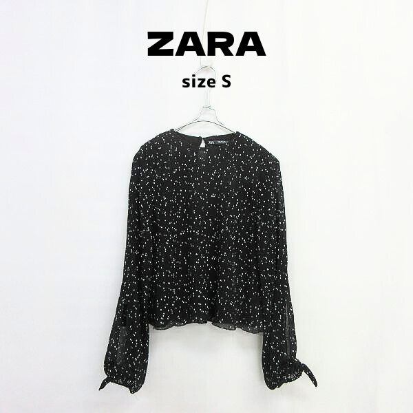 □ZARA ザラ ドット柄 シースルー ブラウス 裏地あり S ブラック