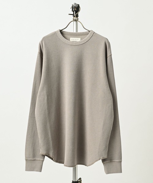 many men many mind Faded Processed Waffle-Knit Long-Sleeve Tee (GRY) M2624010