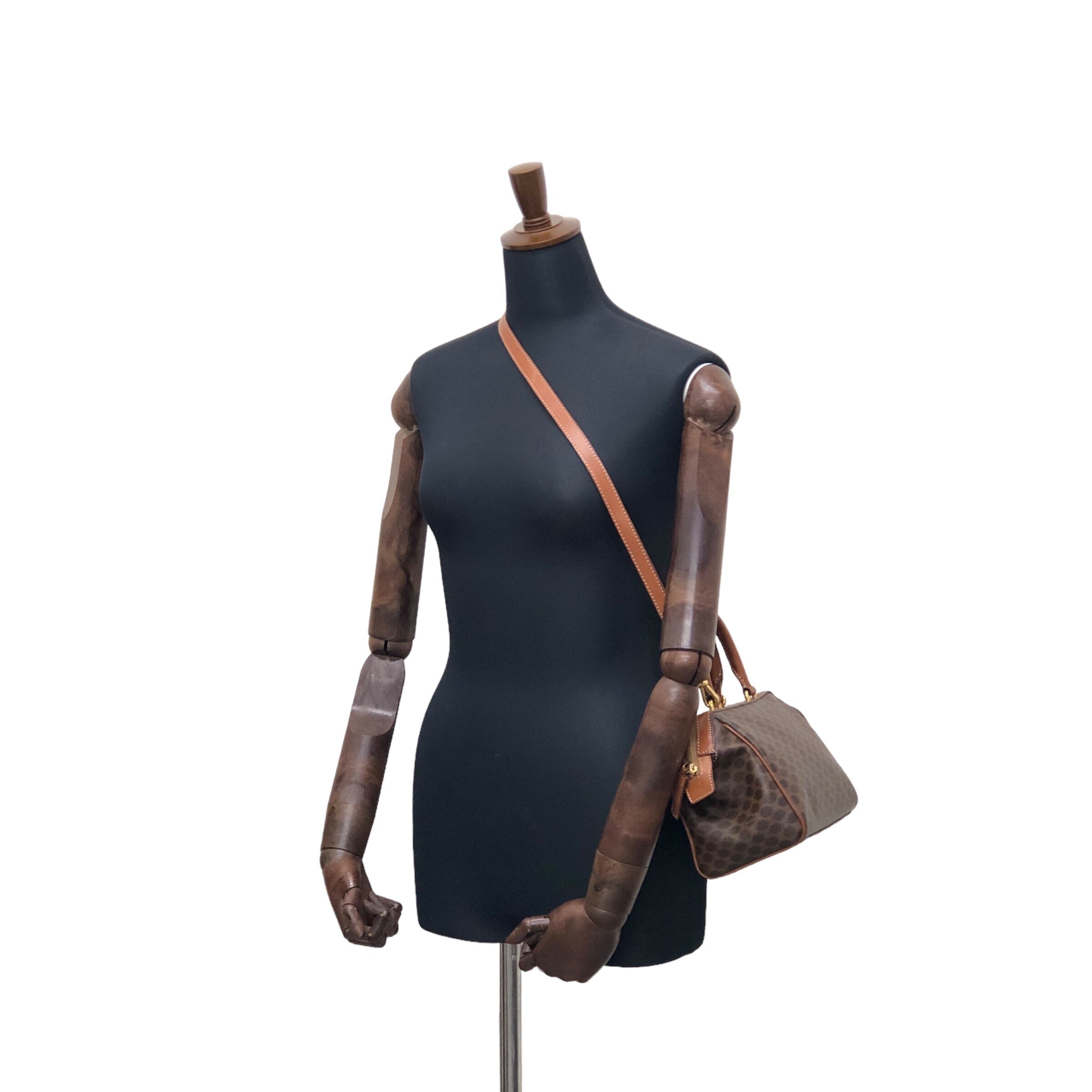 CELINE セリーヌ マカダム ショルダーバッグ ブラウン PVCレザー ミニ