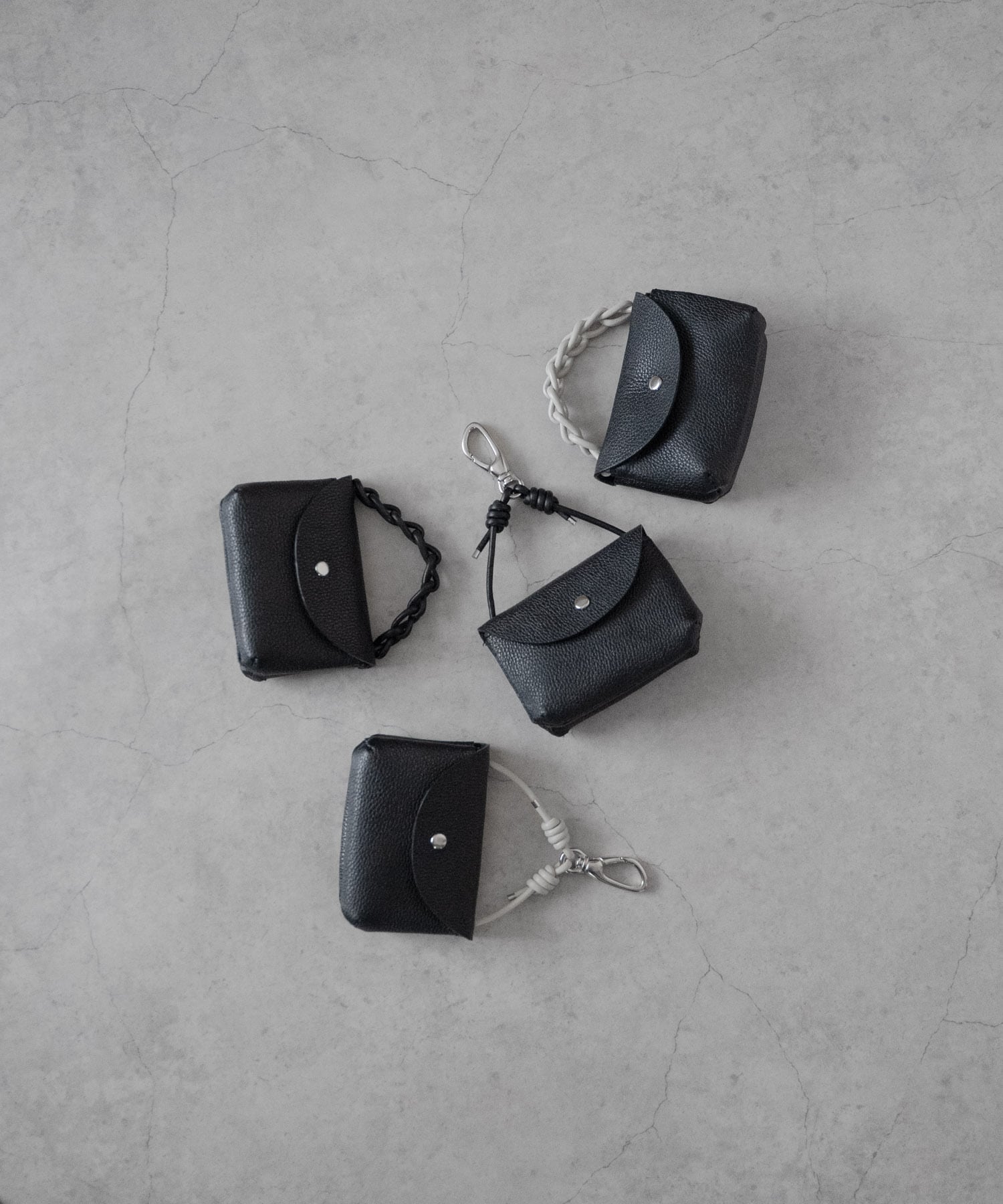 SHRINK LEATHER CHAIN HANDLE POUCH/3043#1/シュリンクレザー チェーン