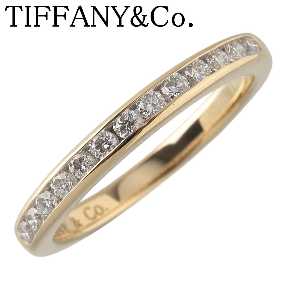 ティファニー カーブド ダイヤ リング 9PD 約8号 750YG【22491】