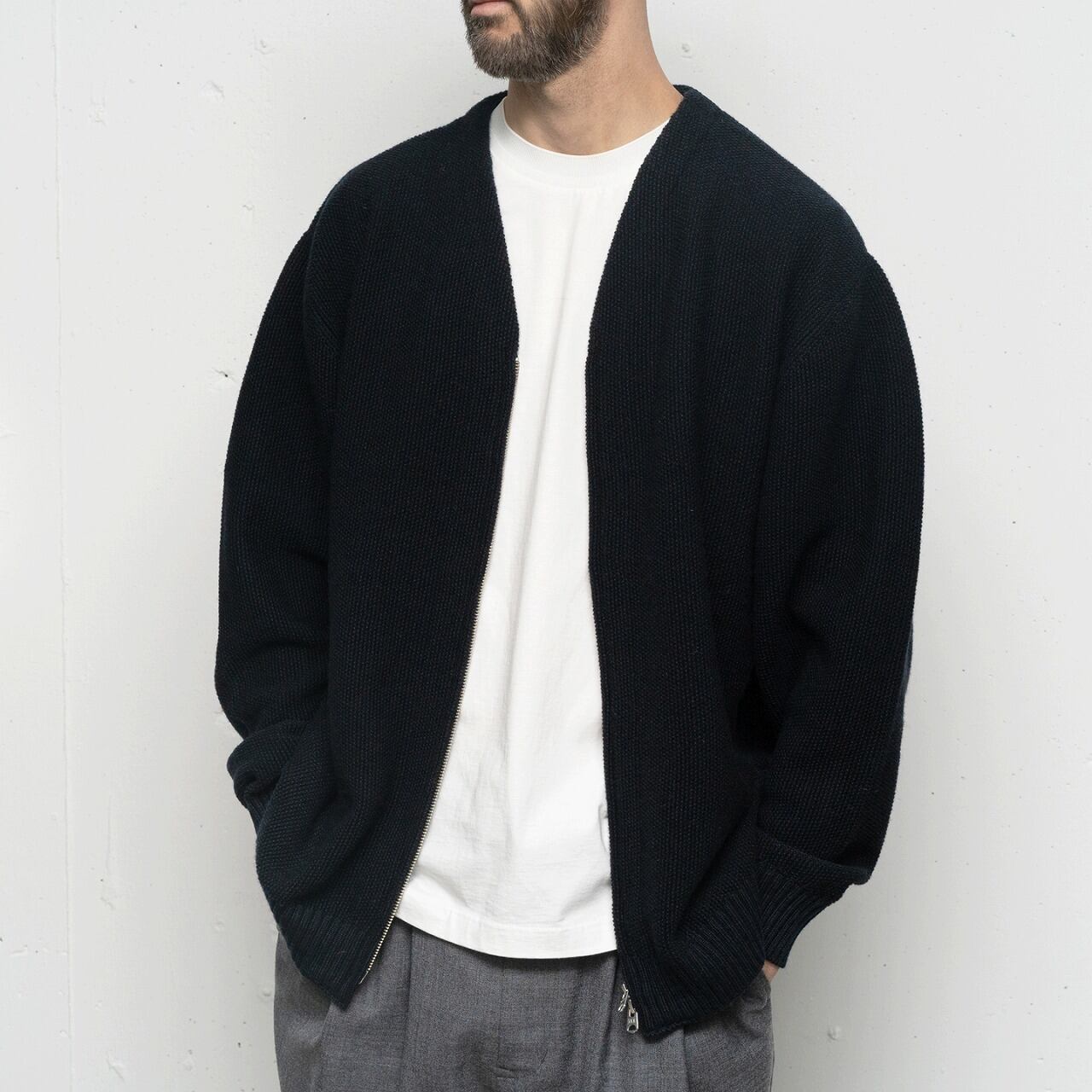STILL BY HAND カシミヤ入り ニット ブルゾン ドライバーズニット 