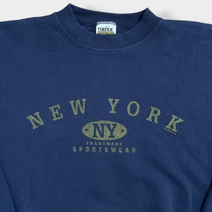 【TULTEX】メキシコ製 TRADEMARK SPORTSWEAR NEW YORK アーチロゴ プリント  スウェット トレーナー プルオーバー L USA素材 US古着