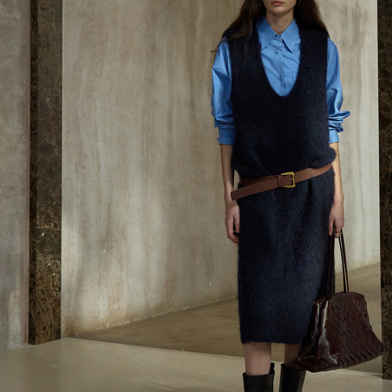 V-neck  Knit Dress  T4215