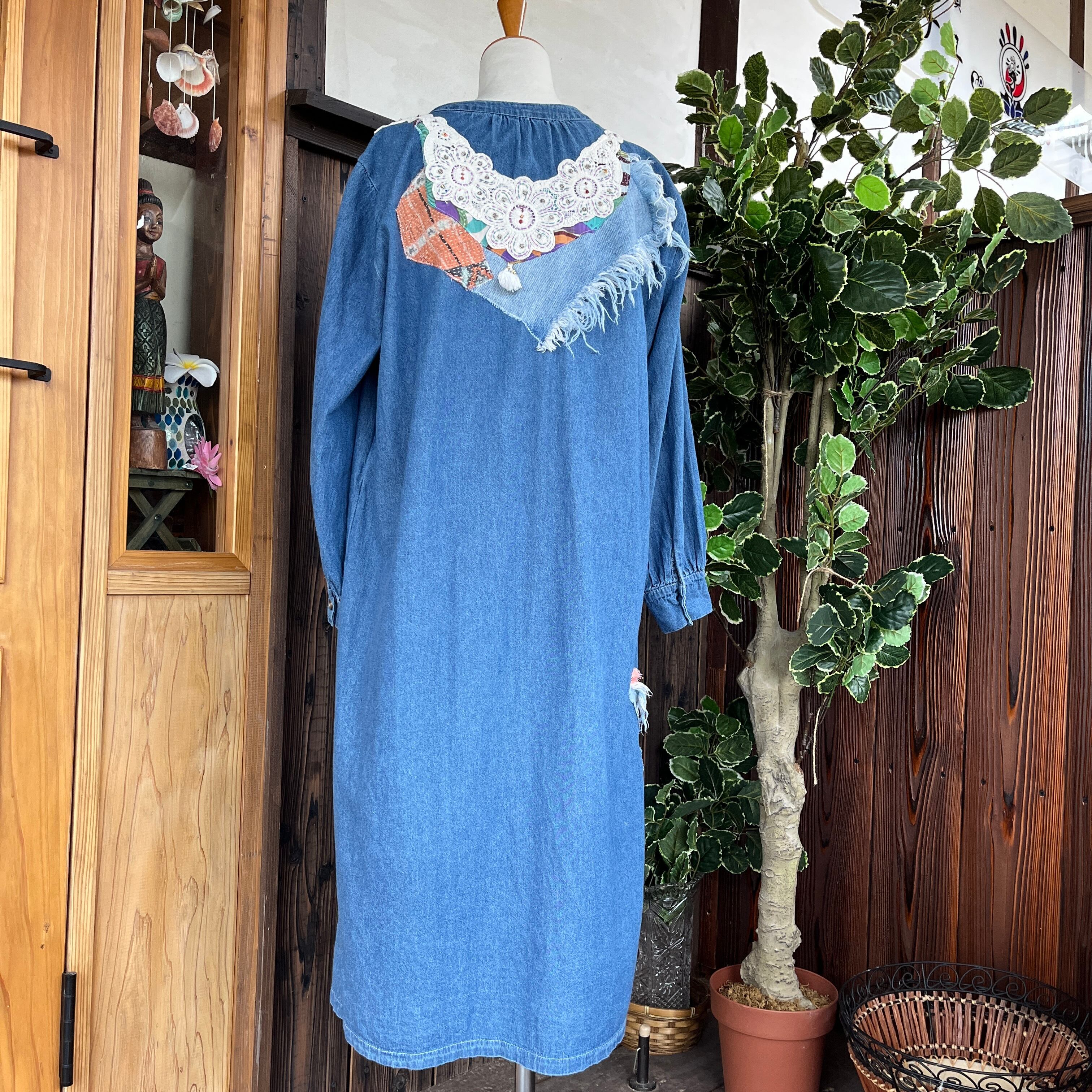 ボヘミアンリメイクデニムワンピース | アジアン雑貨ルチュ