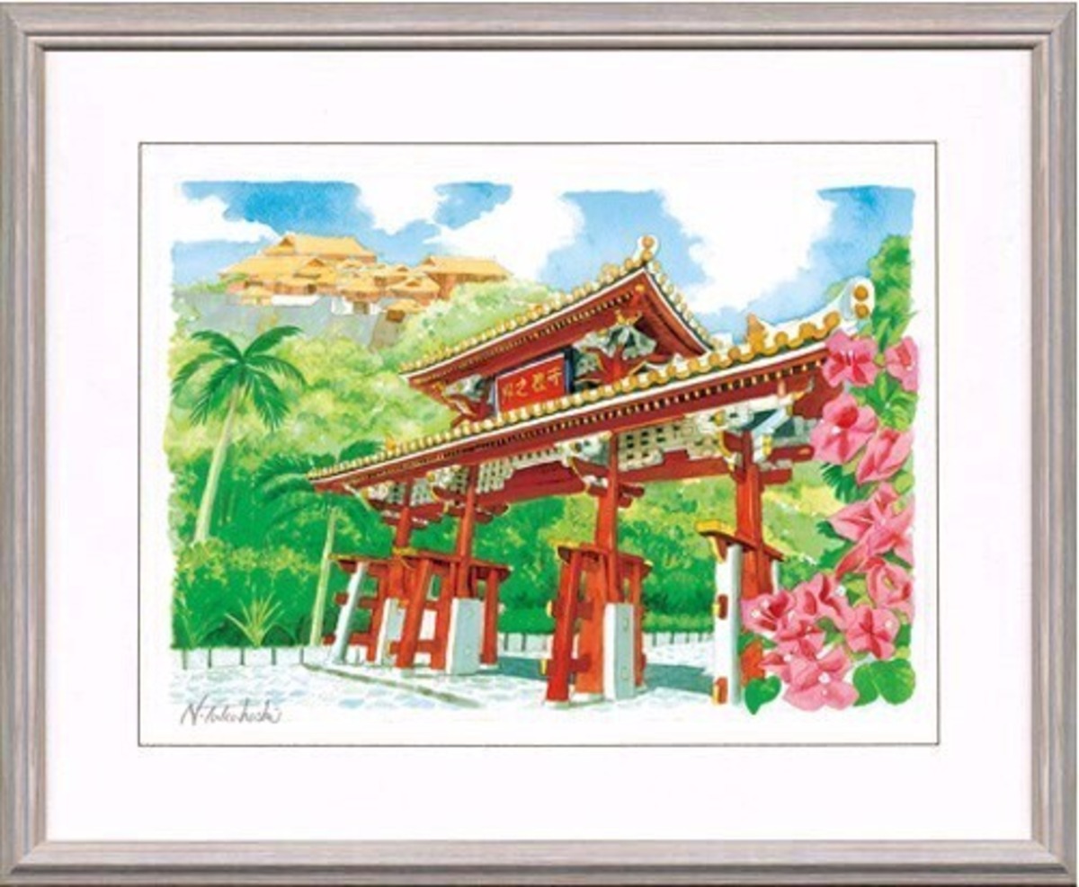 水彩で描く風景画『沖縄・首里城 守礼門』です | 妖精ショップ
