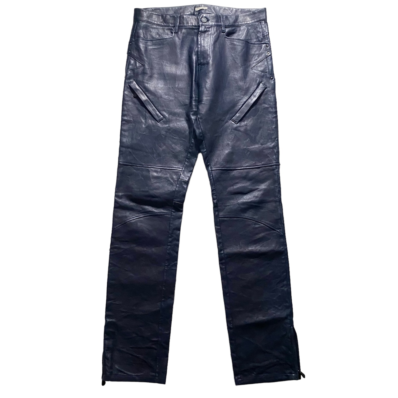 BOTTEGA VENETA navy color biker leather pants