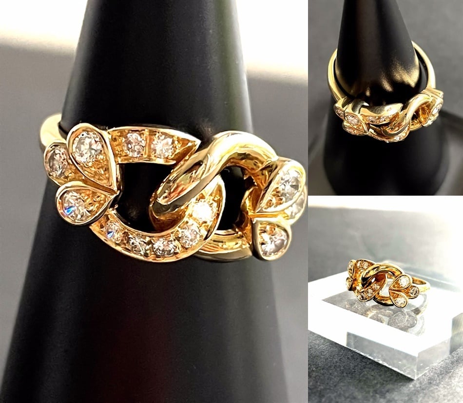 CHAUMET ショーメ K18YG 13P ダイヤモンド フラワー リーフ リング
