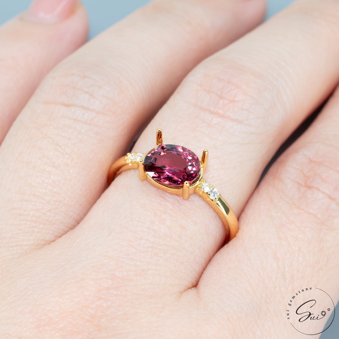 天然【非加熱】スピネル・帯紫赤色 1.688ct 日独鑑別書 | SUI