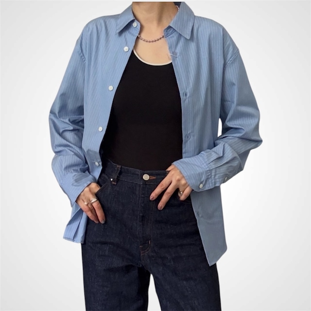 MY___   basic regular collar stripe shirt