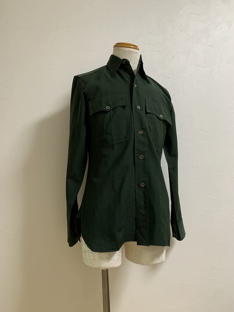 1940's Solid Color Long Sleeve Shirt with Chin Strap