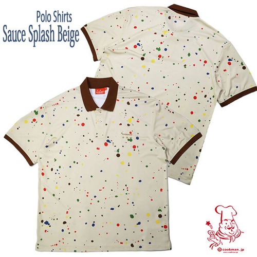 Polo Shirts Sauce Splash Beige ポロシャツ ソーススプラッシュ ベージュ クックマン UNISEX 男女兼用 アメリカ