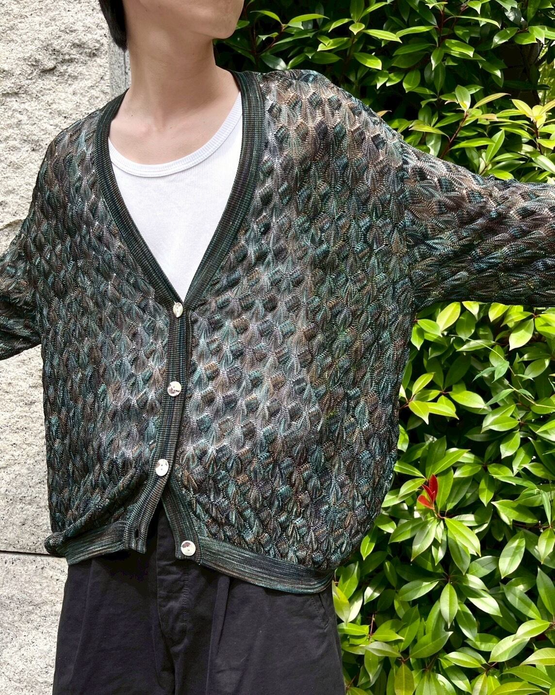 80s MISSONI Sheer-Knit Cardigan ITALY製