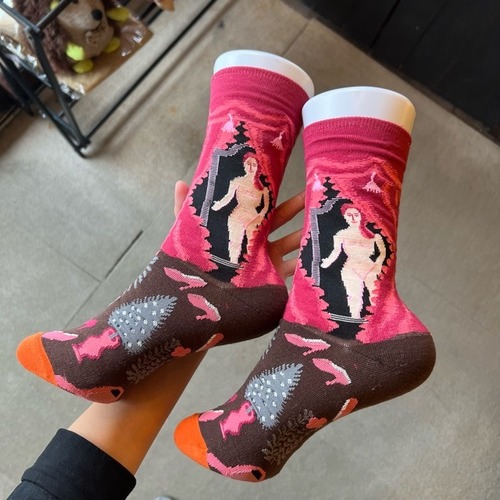 TOPANGA Socks  Lady's Art Socks　Pink Hair　アートソックス　ピンクヘアー　ピンク　ブラウン　レディースソックス　靴下