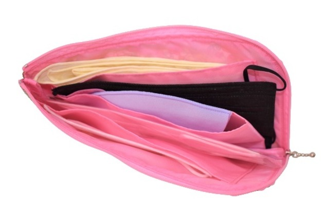 Fiore 制菌 抗菌 防臭 マスクケース ポーチ 花柄 (グリーン) 携帯用 工房 手作り 日本製 エコパッケージ MX-0016-169