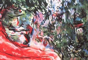 マルク・シャガール作品「憂い」作品証明書・展示用フック・限定500部エディション付複製画リトグラ
