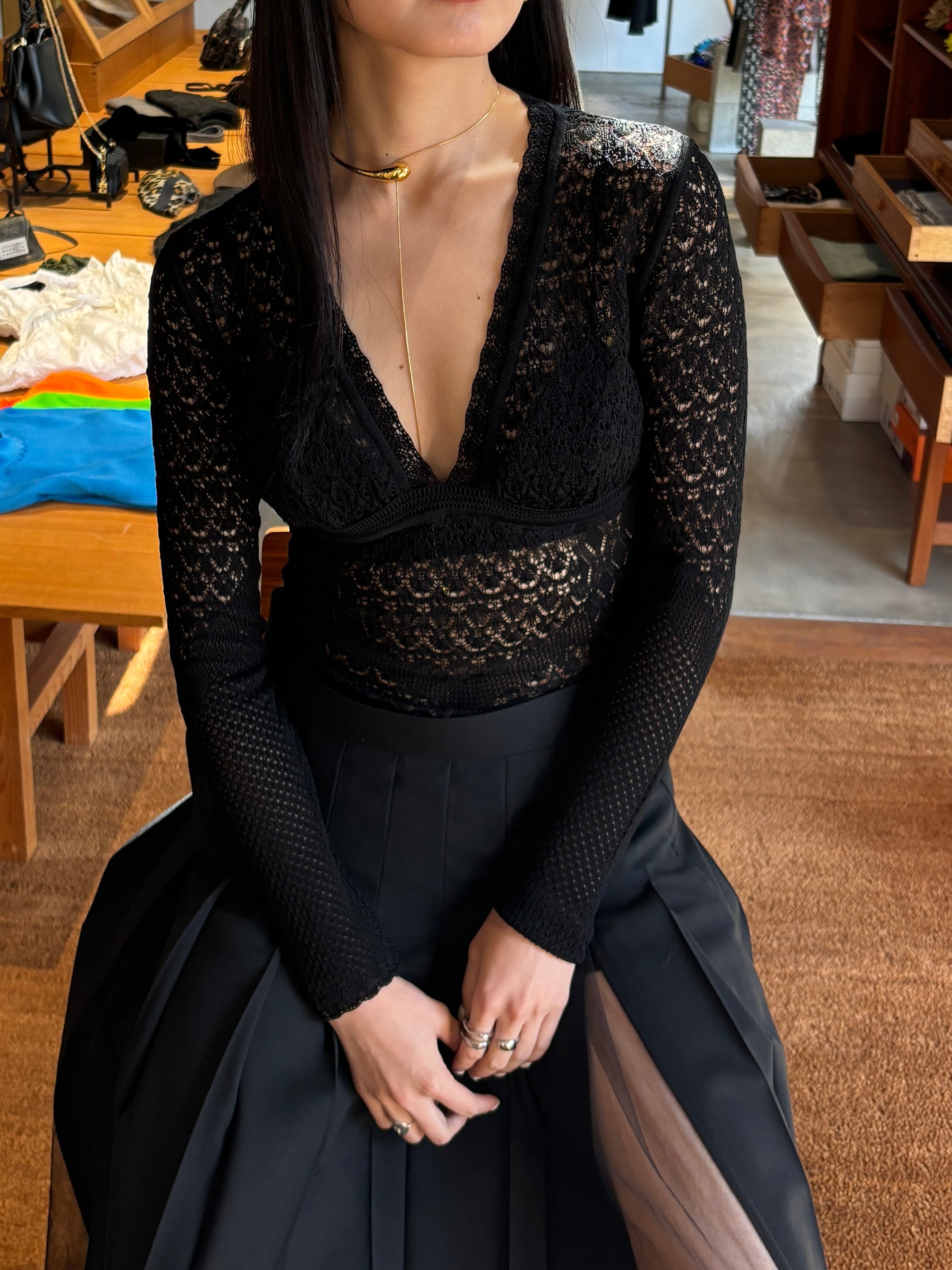 フェティコ FETICO ギャザーキャミトップ ブラック サイズ：1（FETICO  