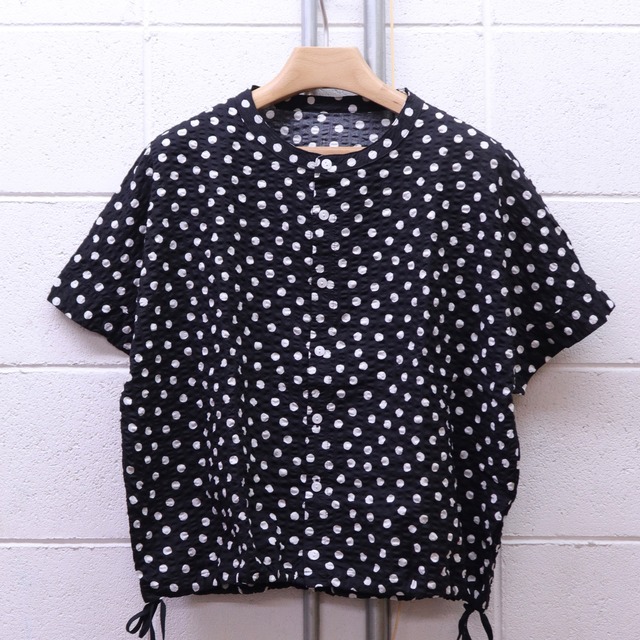 【NARU FACTORY】60 LAWN RIPPLE DOT DRAWSTRING BLOUSE